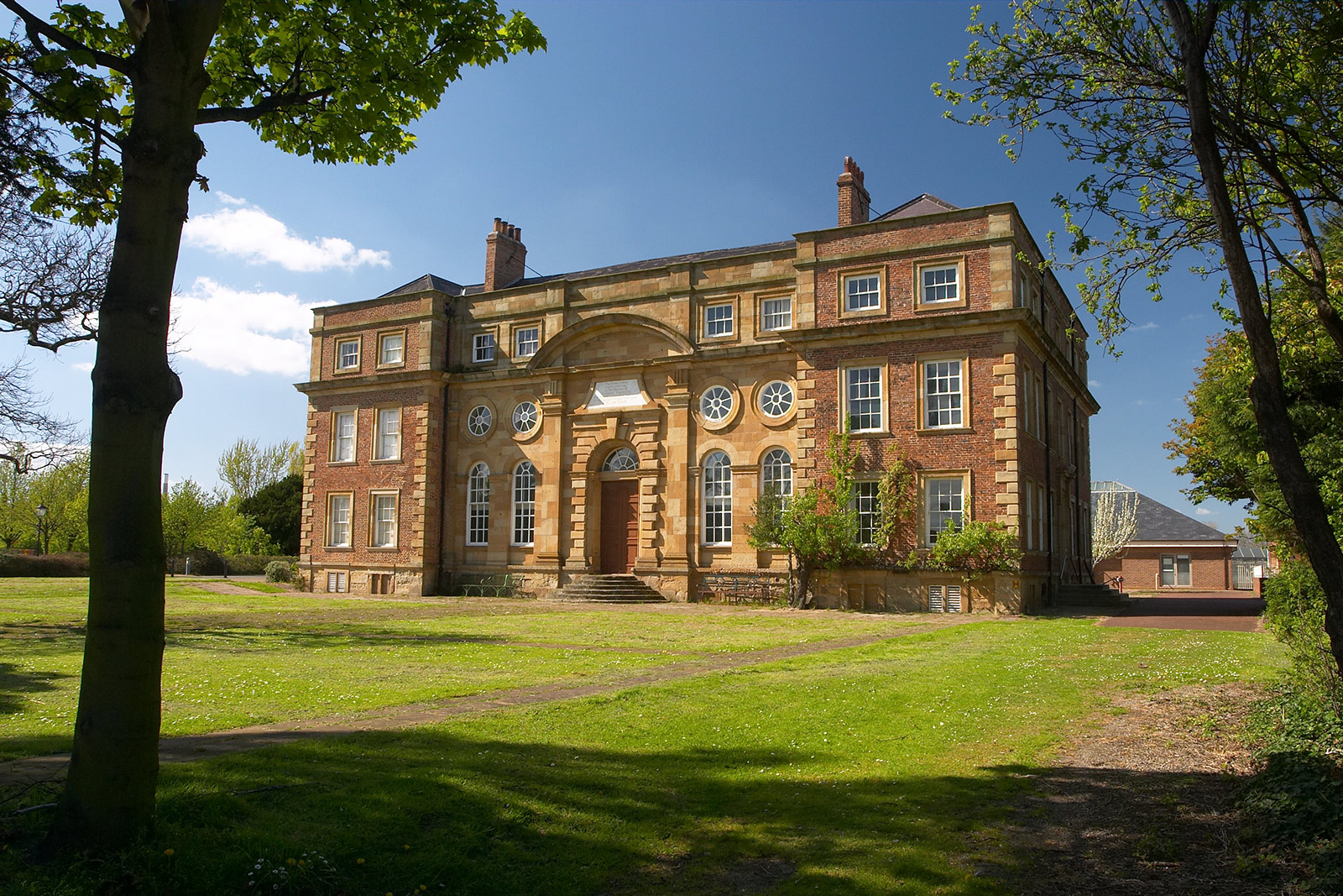 The exterior of an old building. It is Kirkleathan museum in Redcar.